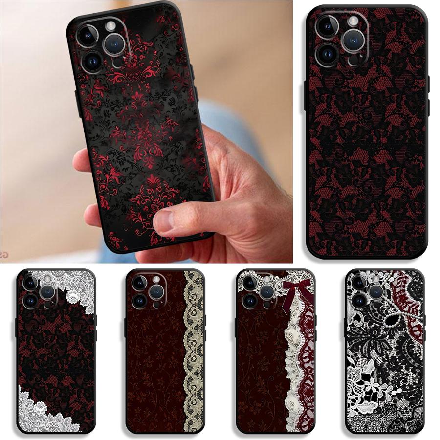 Apple Iphone 15 Pro Max - Black And Red Sexy Lace Phone
