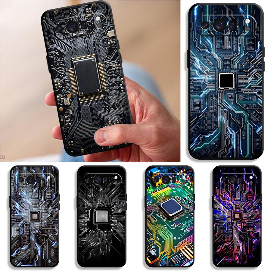 Google Pixel 9 Pro - Retro Circuit Board Funda Phone Cover